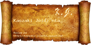 Kaszaki Jolánta névjegykártya